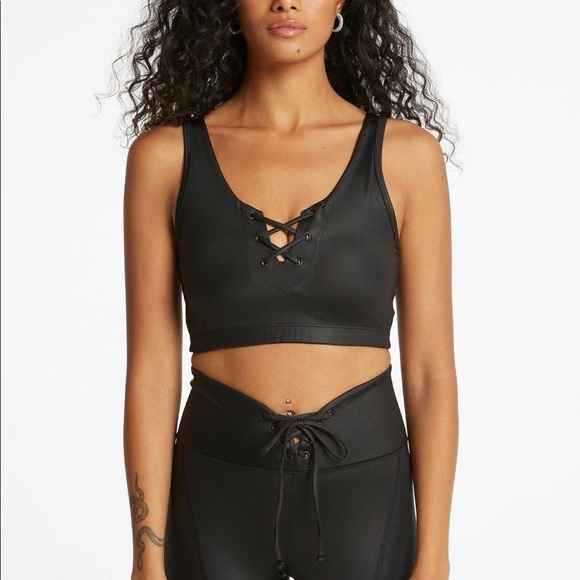 NWT Year of Ours Gloss Football Bra Black Glossy $79 - Picture 11 of 16